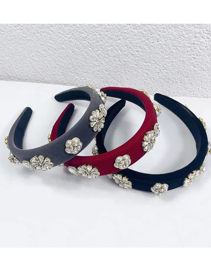 Rhinestone Flower Band Hair Gemstones