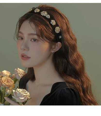 Rhinestone Flower Band Hair Gemstones