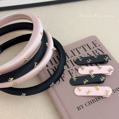 / Band Hair Bow Studded Clip