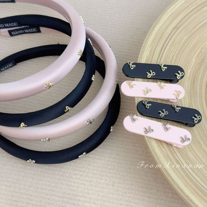 / Band Hair Bow Studded Clip