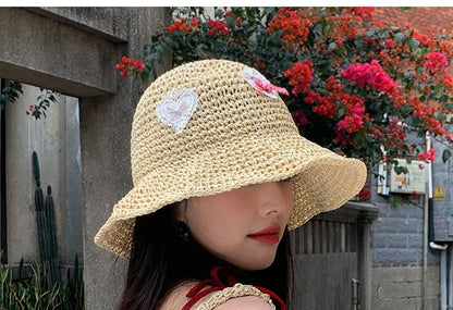 Heart Applique Straw Hat
