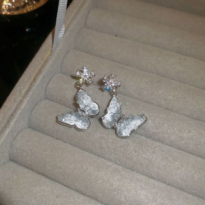 Pearl Crystal Earring (Various Alloy Faux Butterfly Designs) /