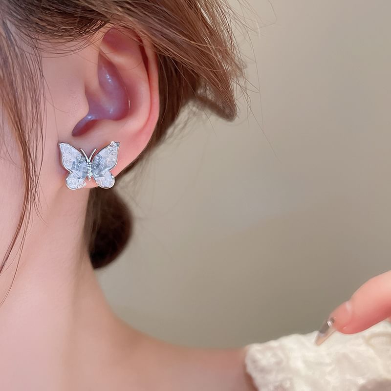 Designs) Butterfly (Various Crystal Pearl Earring Faux / Alloy Floral