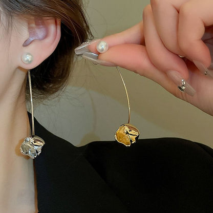 Floral Dangle Pearl Earring Faux Alloy