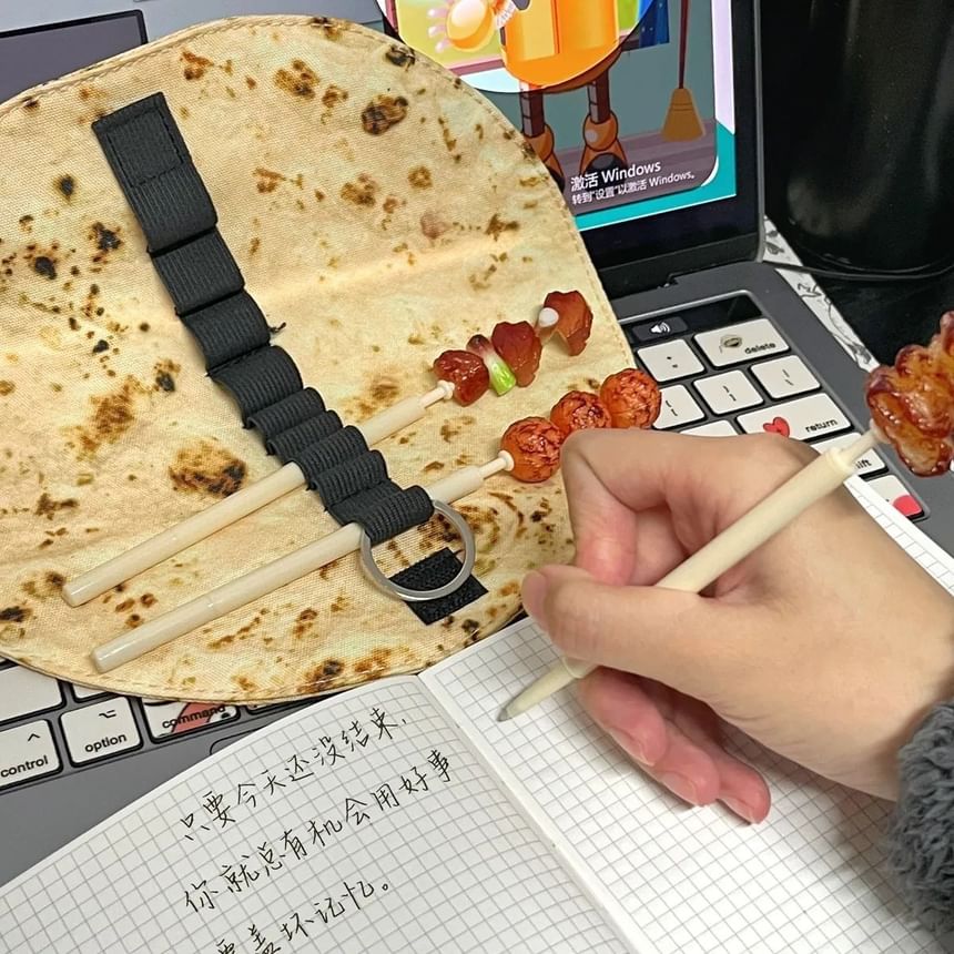 Naan Bread Rolling Pencil Case / Meat Skewer Pen