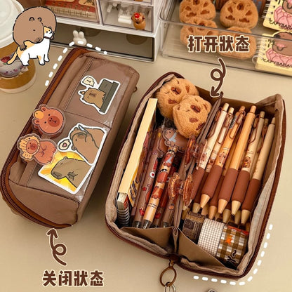 Capybara Fabric Pencil Case Sticker Brooch Keyring Set