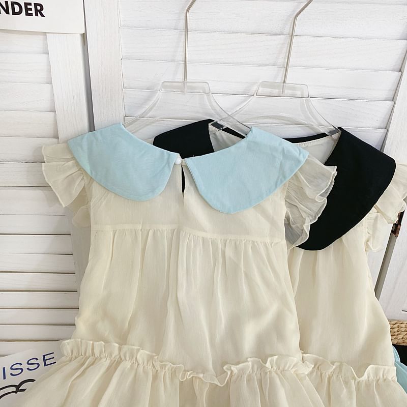 Set: Short-Sleeve Collared Two Tone Flowy Top + Mid Rise Shorts