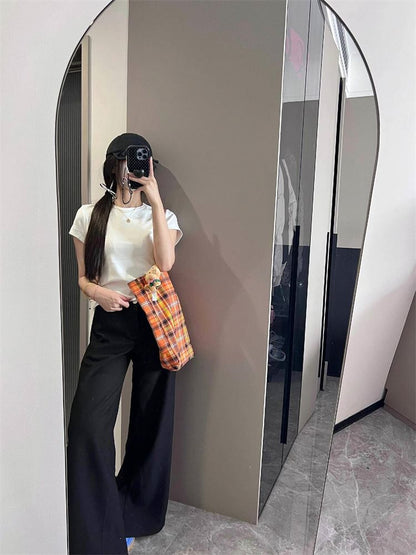 High Waist Plain Wide Leg Dress Pants