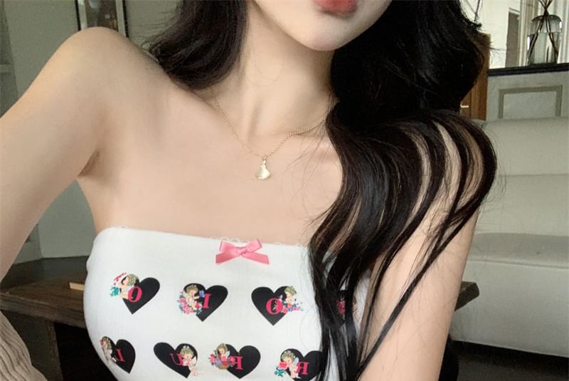 Heart Tube Top Print