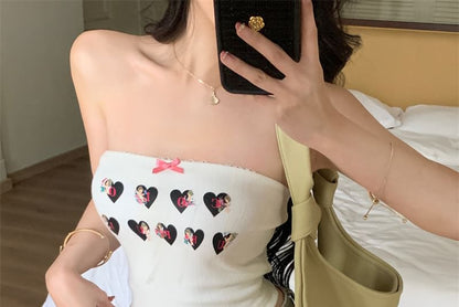 Heart Tube Top Print