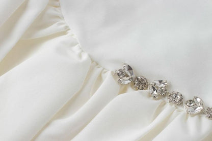 High Mini Plain A-Line Skirt Rise Rhinestone