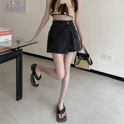 High Skort Denim Waist