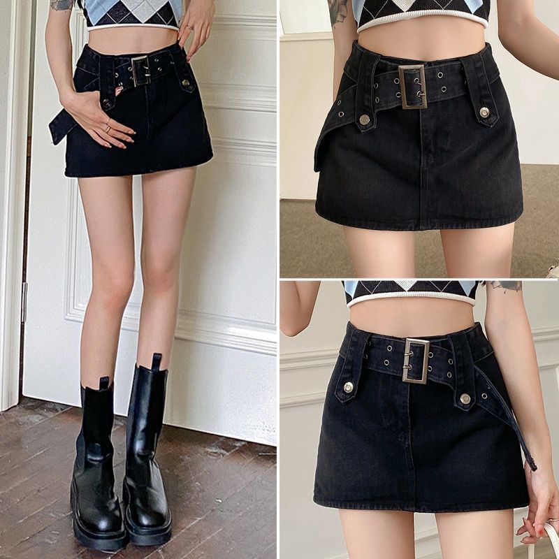 Waist Skirt Denim A-Line Mini High