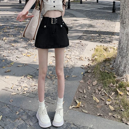 Waist Skirt Denim A-Line Mini High