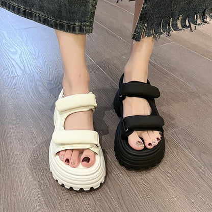 Mesh Platform Panel Sandals