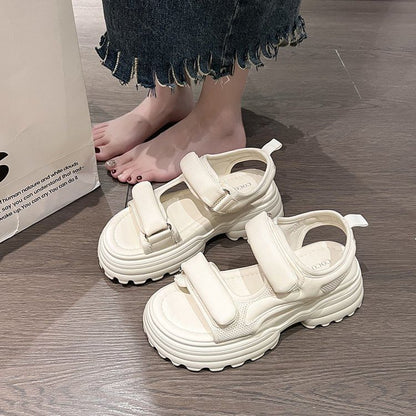 Mesh Platform Panel Sandals