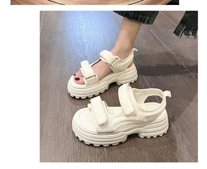 Mesh Platform Panel Sandals
