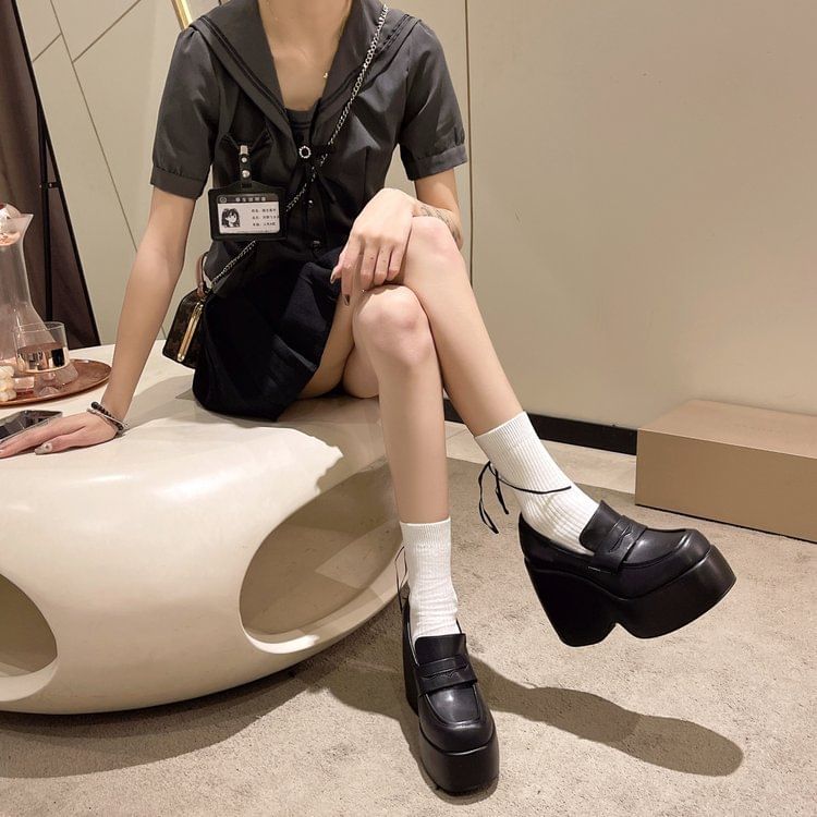 Wedge Loafer Platform Penny Pumps