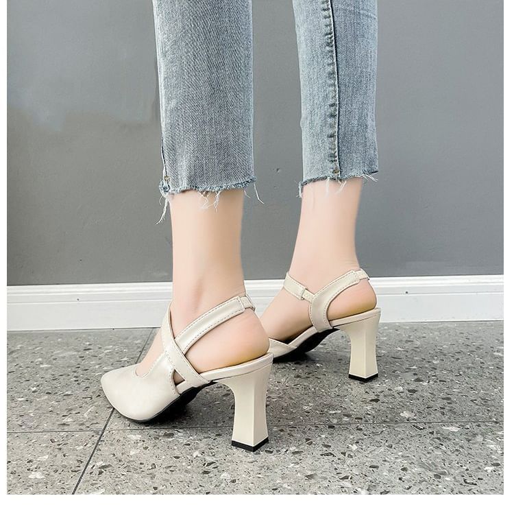 Sandals Heel Slingback Plain High