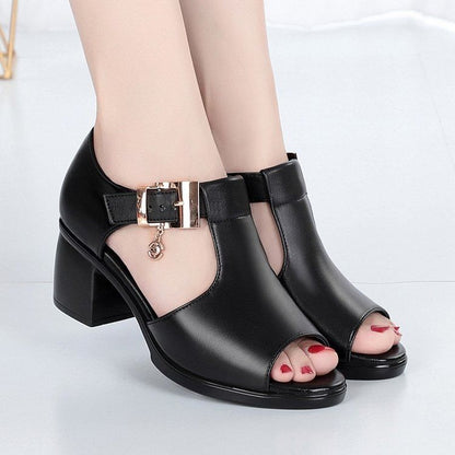 Sandals Plain Block Heel