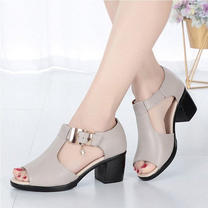 Sandals Plain Block Heel