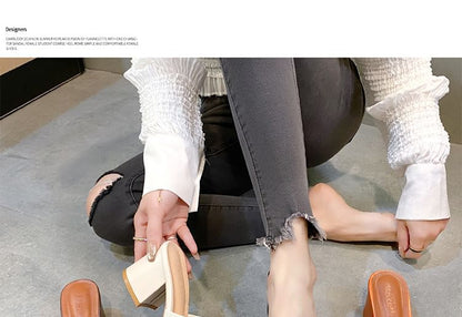 Heel Plain Slide Sandals Block