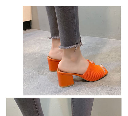 Heel Plain Slide Sandals Block