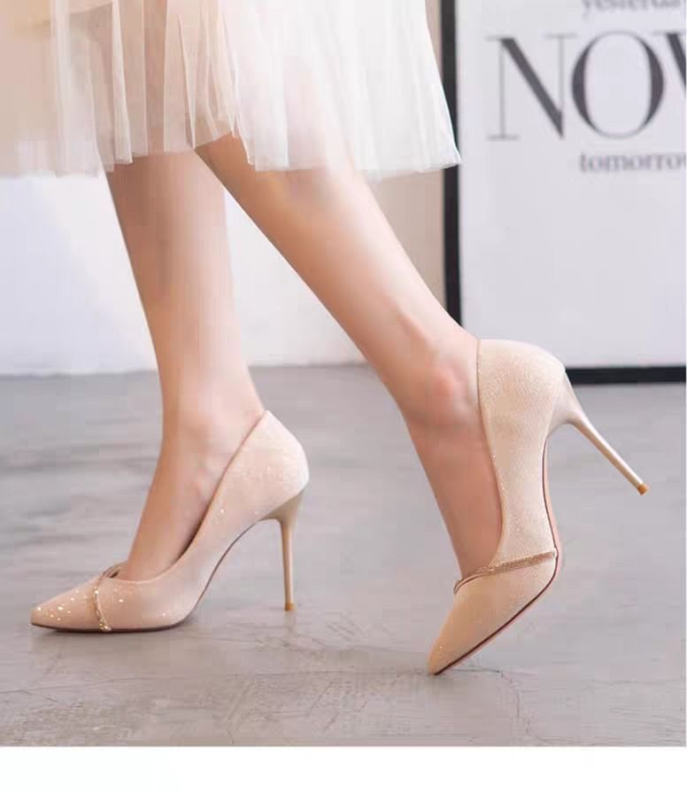 Glitter Pointy Pumps High Heel