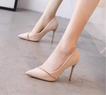 Glitter Pointy Pumps High Heel