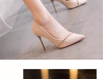 Glitter Pointy Pumps High Heel