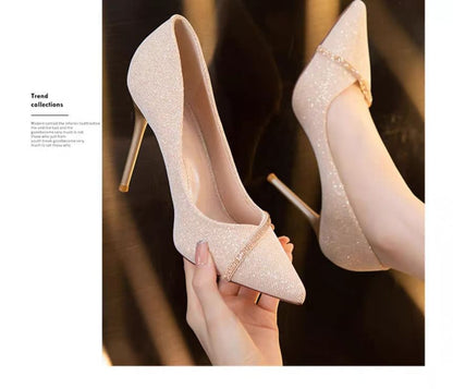 Glitter Pointy Pumps High Heel