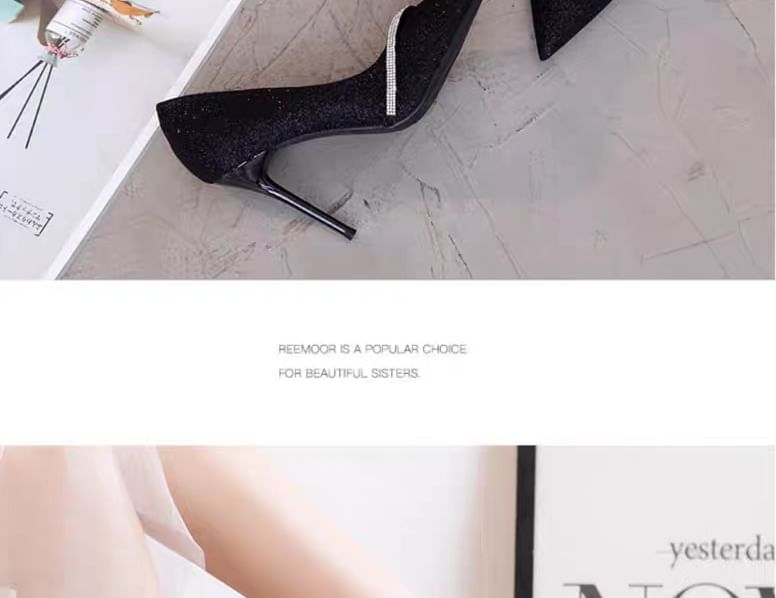 Glitter Pointy Pumps High Heel