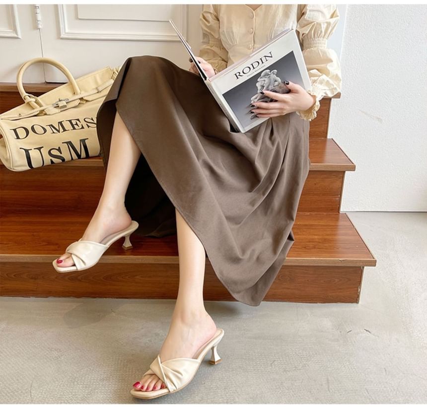 High Sandals Slide Twist Plain Heel