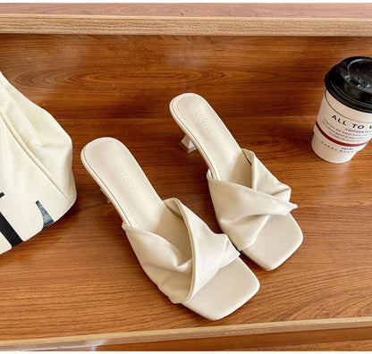 High Sandals Slide Twist Plain Heel