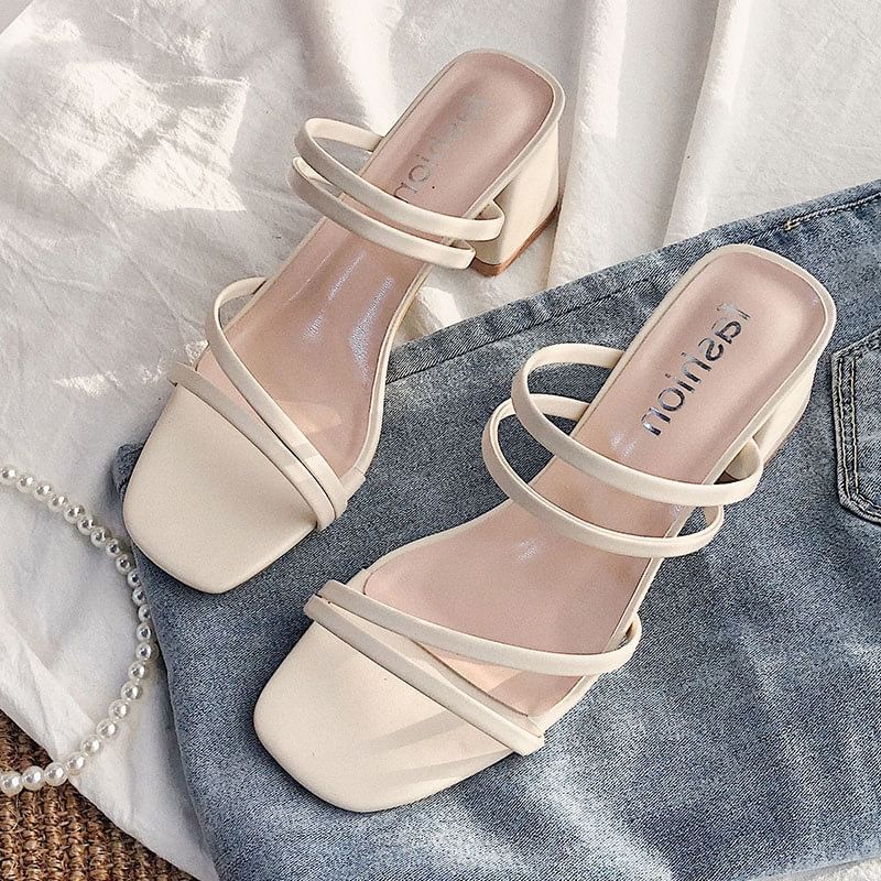 Block Plain Sandals Heel
