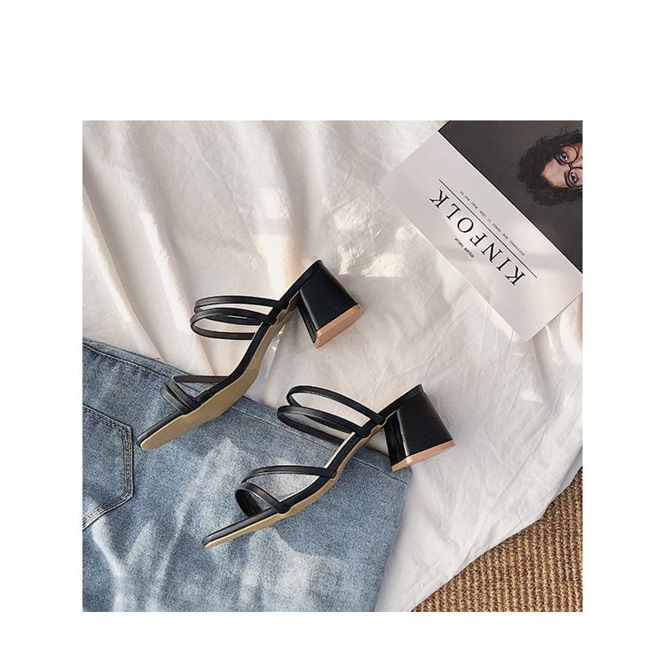 Block Plain Sandals Heel