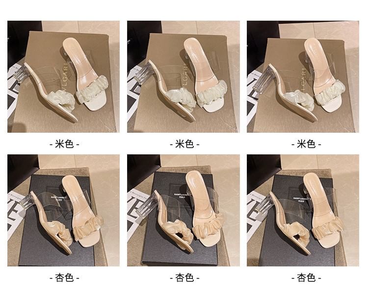 Ruffle Sandals Heel Slide High