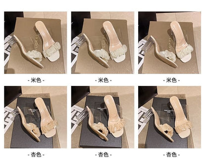 Ruffle Sandals Heel Slide High