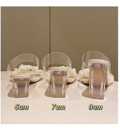 Ruffle Sandals Heel Slide High