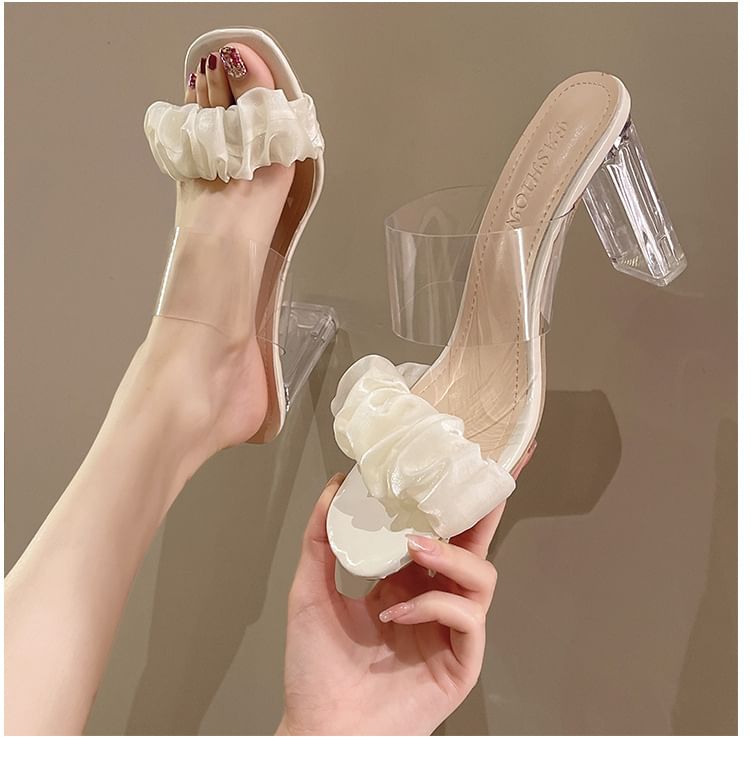 Ruffle Sandals Heel Slide High