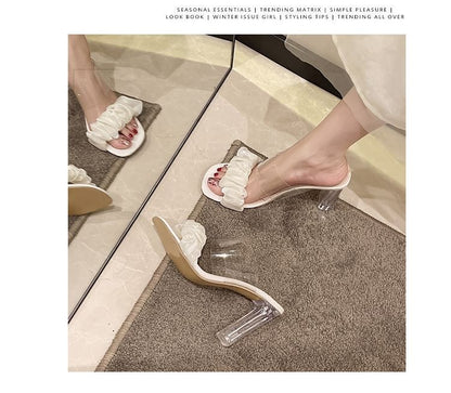 Ruffle Sandals Heel Slide High