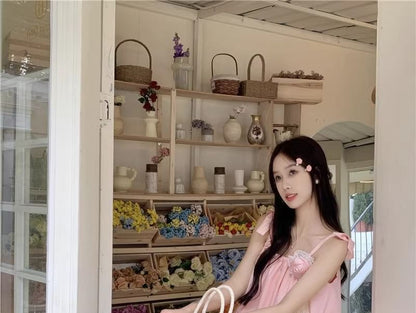 Maxi Strap Detail Sundress Spaghetti Plain Flower