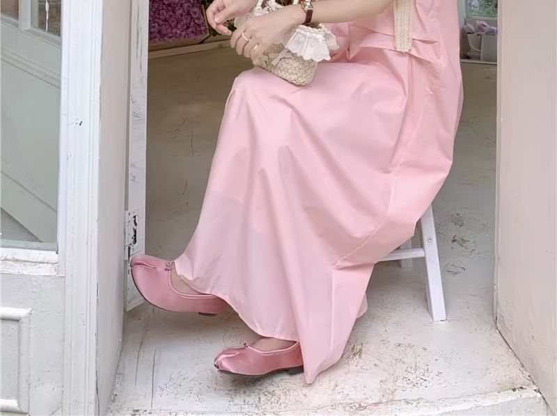 Maxi Strap Detail Sundress Spaghetti Plain Flower