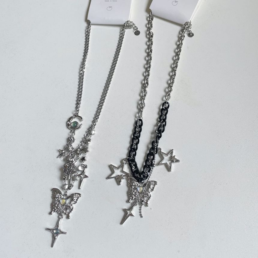 Star Fringed Pendant Necklace Butterfly