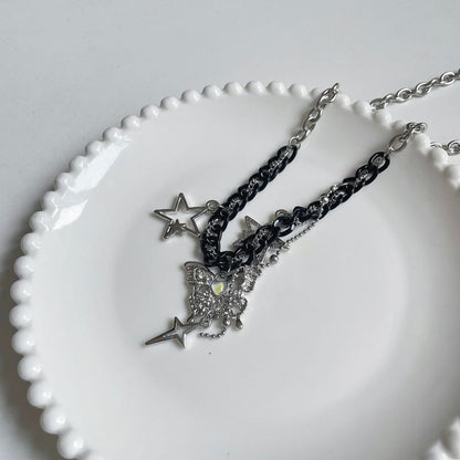 Star Fringed Pendant Necklace Butterfly