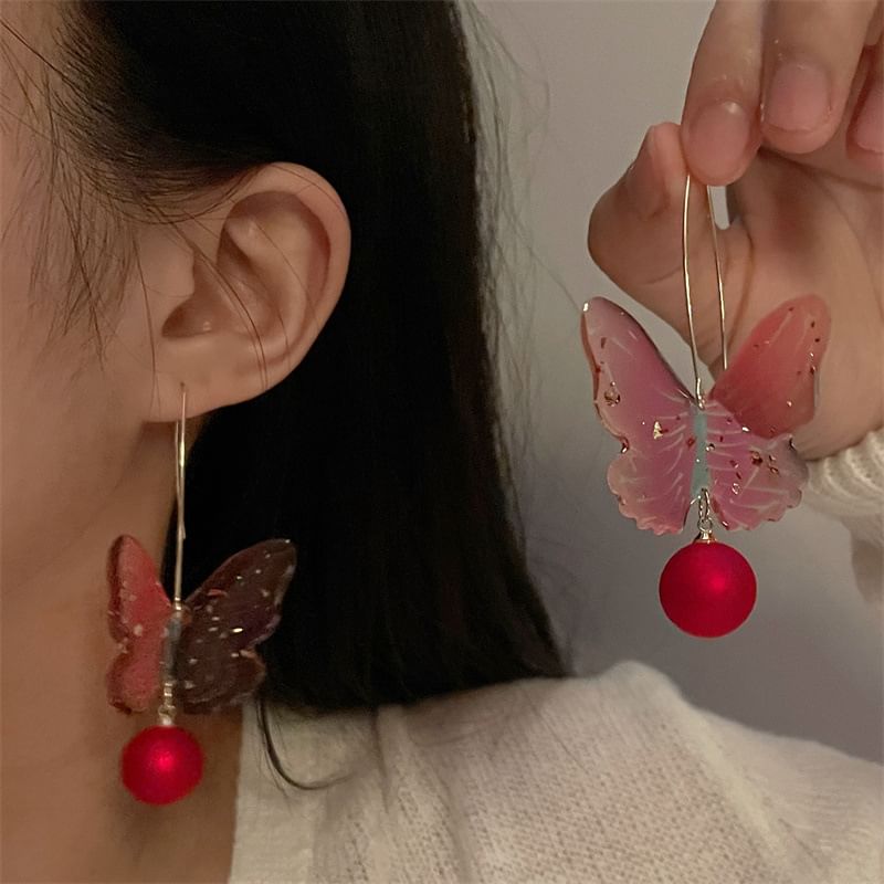 Earring Hook Drop Bead Butterfly