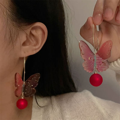 Earring Hook Drop Bead Butterfly