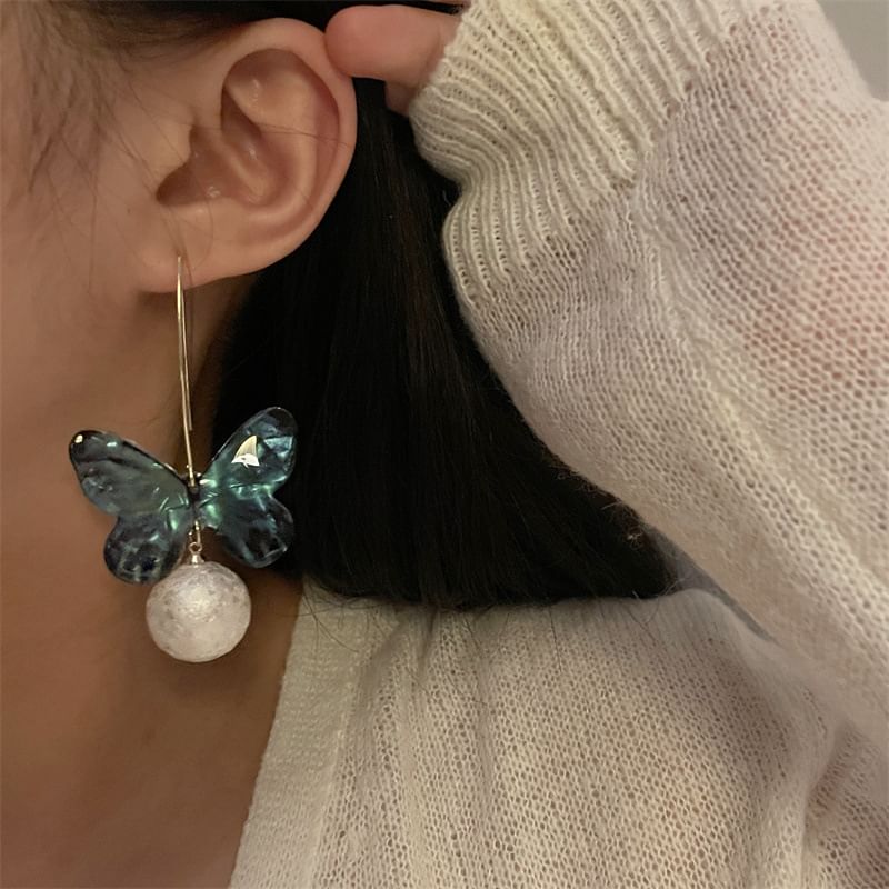 Earring Hook Drop Bead Butterfly