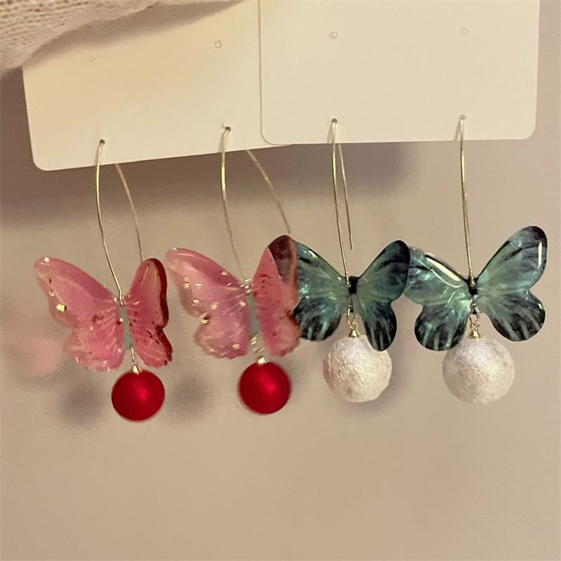 Earring Hook Drop Bead Butterfly