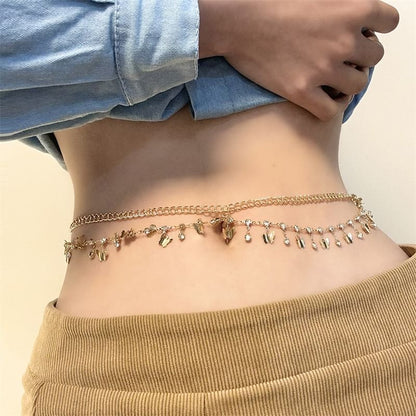 Waist Rhinestone Fringed Layered Chain